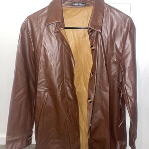 SHEIN Brown Leather Blazer